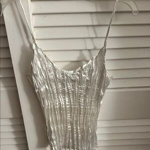 Peter Nygard White Ribbed Sleeveless Camisole